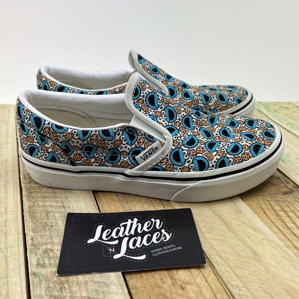 Vans x Sesame Street Classic Slip-On Shoes Youth Size 1 Cookie Monster Sneakers